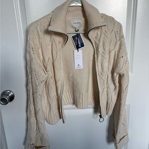Pink Rose Cream Knit Cardigan